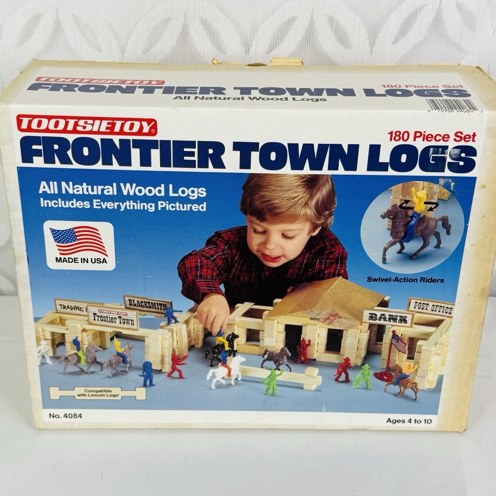 Tootsietoy Frontier Town Logs W/ Cowboy & Indian W/ Horses Lot Lincoln Logs‎